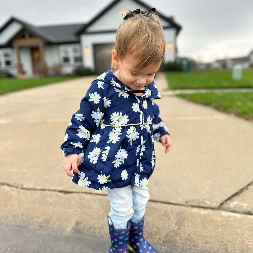 Little Me | Blue and Yellow Floral Daisy Windbreaker | Size 18 Months